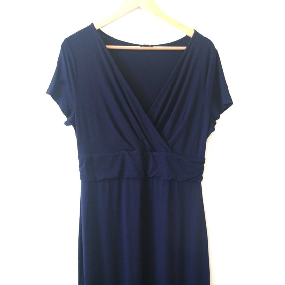 Size M - TALBOTS Women's Navy Blue Stretch Shift Casual Dress - Picture 2 of 4